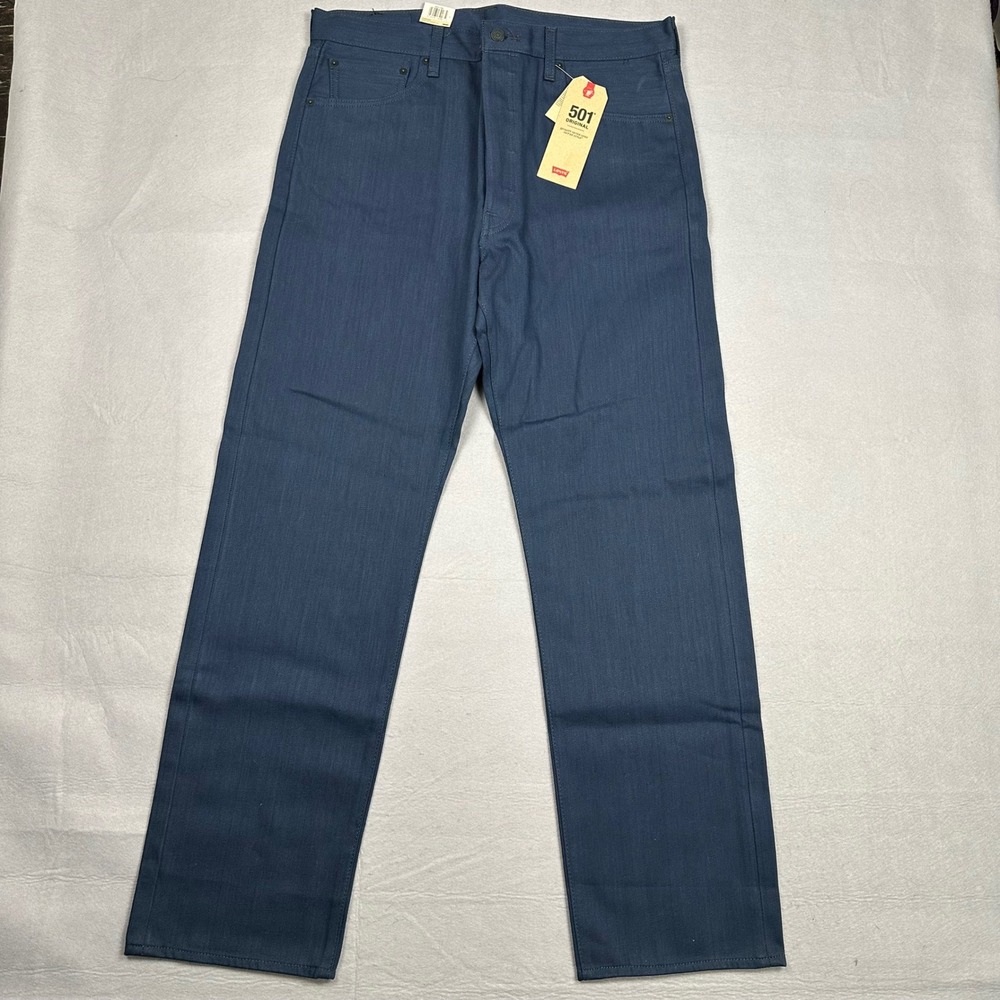 Levis 501 Original Fit Jeans Mens 36x32 Blue Twill Button Fly 005011662 NEW